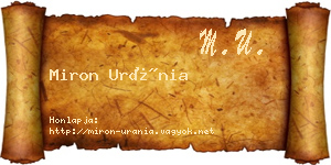 Miron Uránia névjegykártya